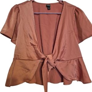 Wild Fable Rust Flutter Sleeve Tie-Front Blouse Fairycore Whimsygoth